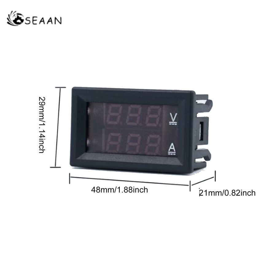 Máy Kiểm Tra AC 60-500V 10A Mini Ampe Kế Vôn Kế Kỹ Thuật Số Đồng Hồ Đo Dòng Điện Điện Áp Xanh Đỏ Màn Hình LED Kép