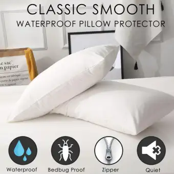 Bed Bug Lock Smooth Waterproof Pillow Protector 1pc 50x70cm