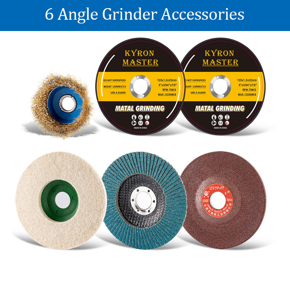 Yofidra 8PCS 125MM Angle Grinder Wheel Disc Grinding Wheel Cutting Blade Flap Discs Wire Wheel Wool Wheel for 125MM Angle Grinder Cutting Grinding Polishing