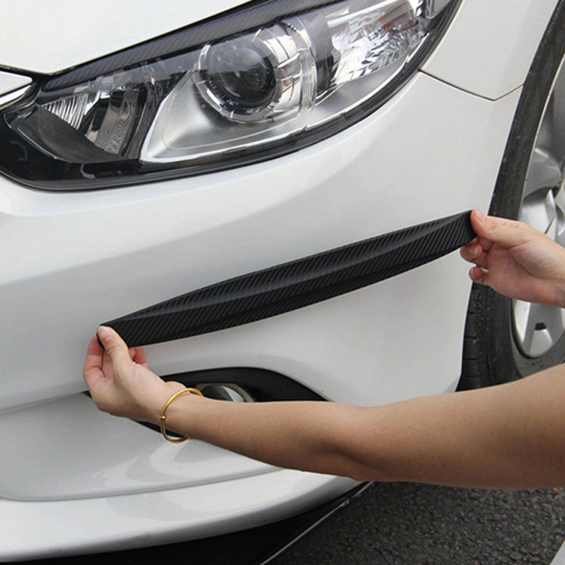 2x Black Carbon Fiber Texture Anti-rub Protector Car SUV Bumper Edge Guard Strip