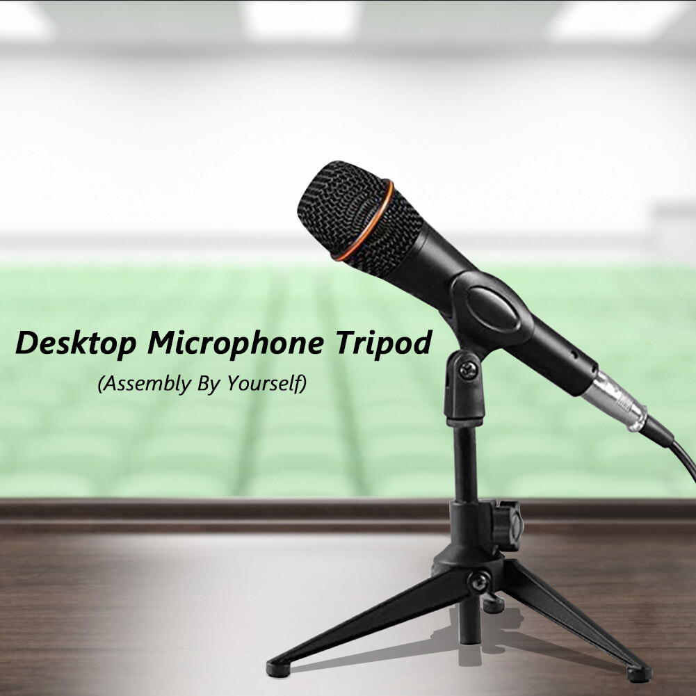 Adjustable Foldable Desktop Microphone Tripod Stand Holder with Mic Clip