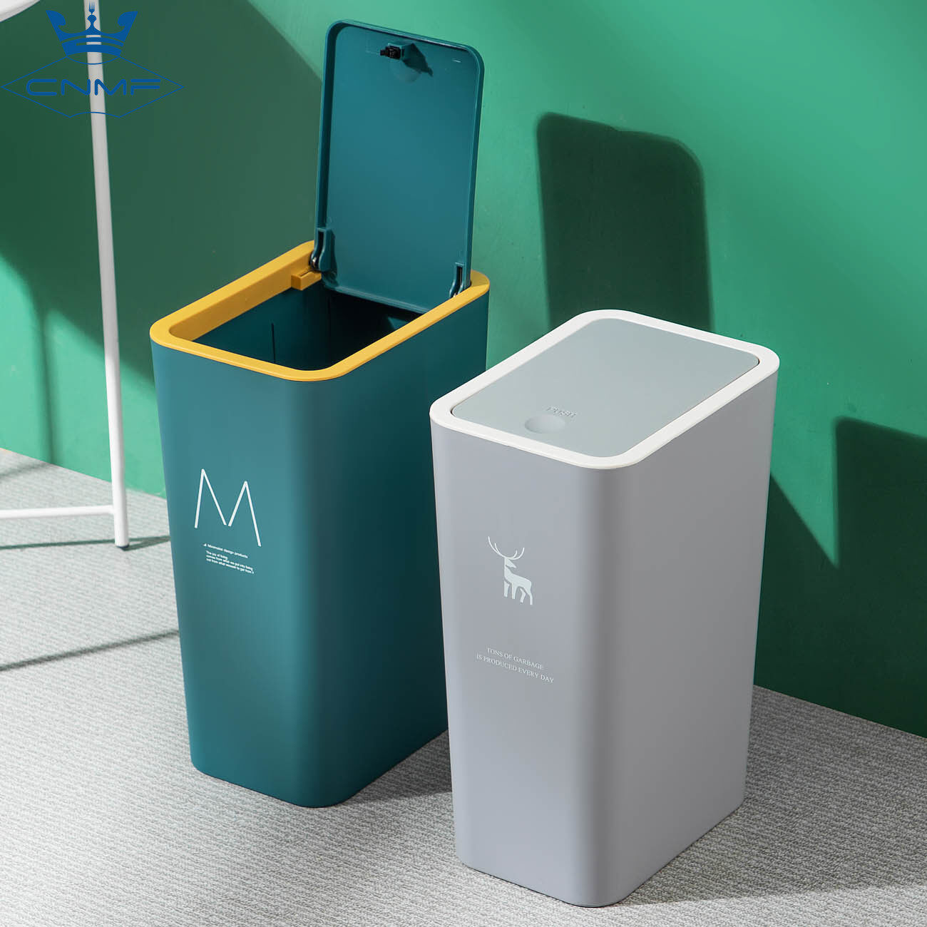 CNMF 8L High Capacity Bathroom Slit Rubbish Bin with Press Lid Trash Can for Kitchen Dustbin