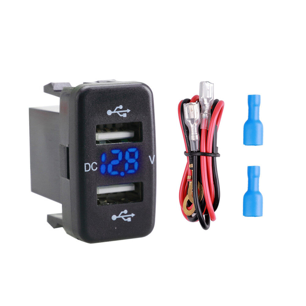 Kebidumei 12v 24v 3.1a dual usb plug charger car power adapter led display for smart mobile phone
