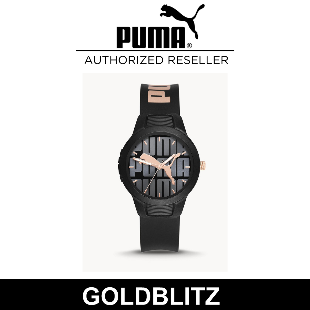 Puma P1070 Women's Reset V2 Three-Hand Black and Rose Gold