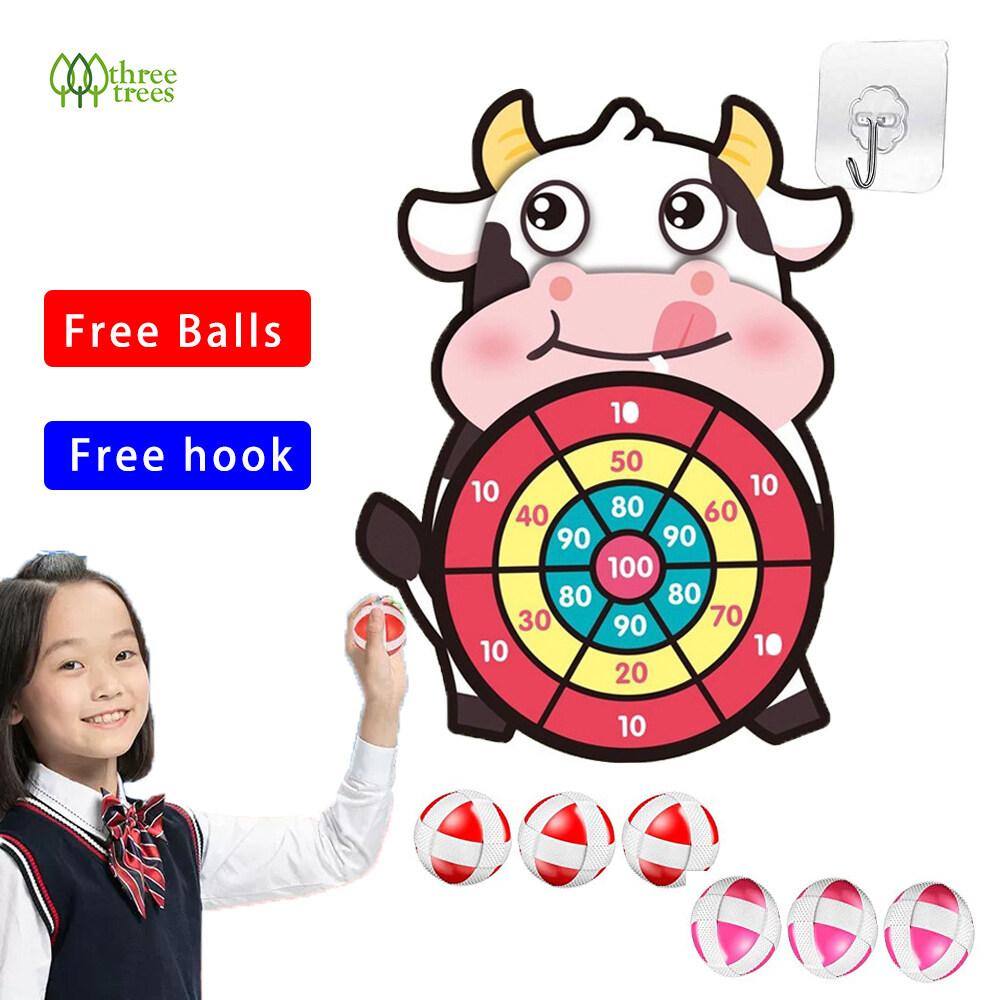 threetrees Dart Board for Kids,With 6 Sticky Balls And One Hook,Maths Counting Toy,Target Sports