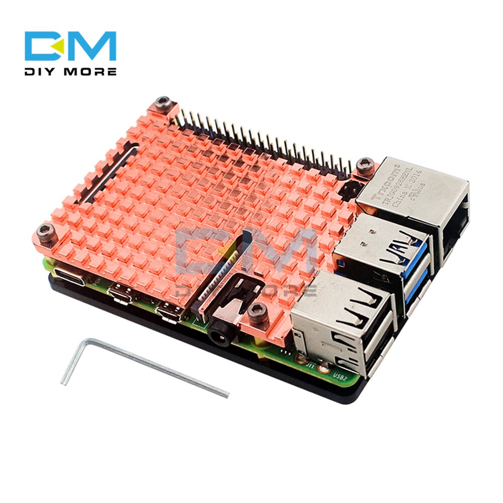 DIYMORE Raspberry Pi 4B Pure Copper Heat Sink Shell Raspberry Pi 4 Radiator Send Thermal Glue Installation Tool