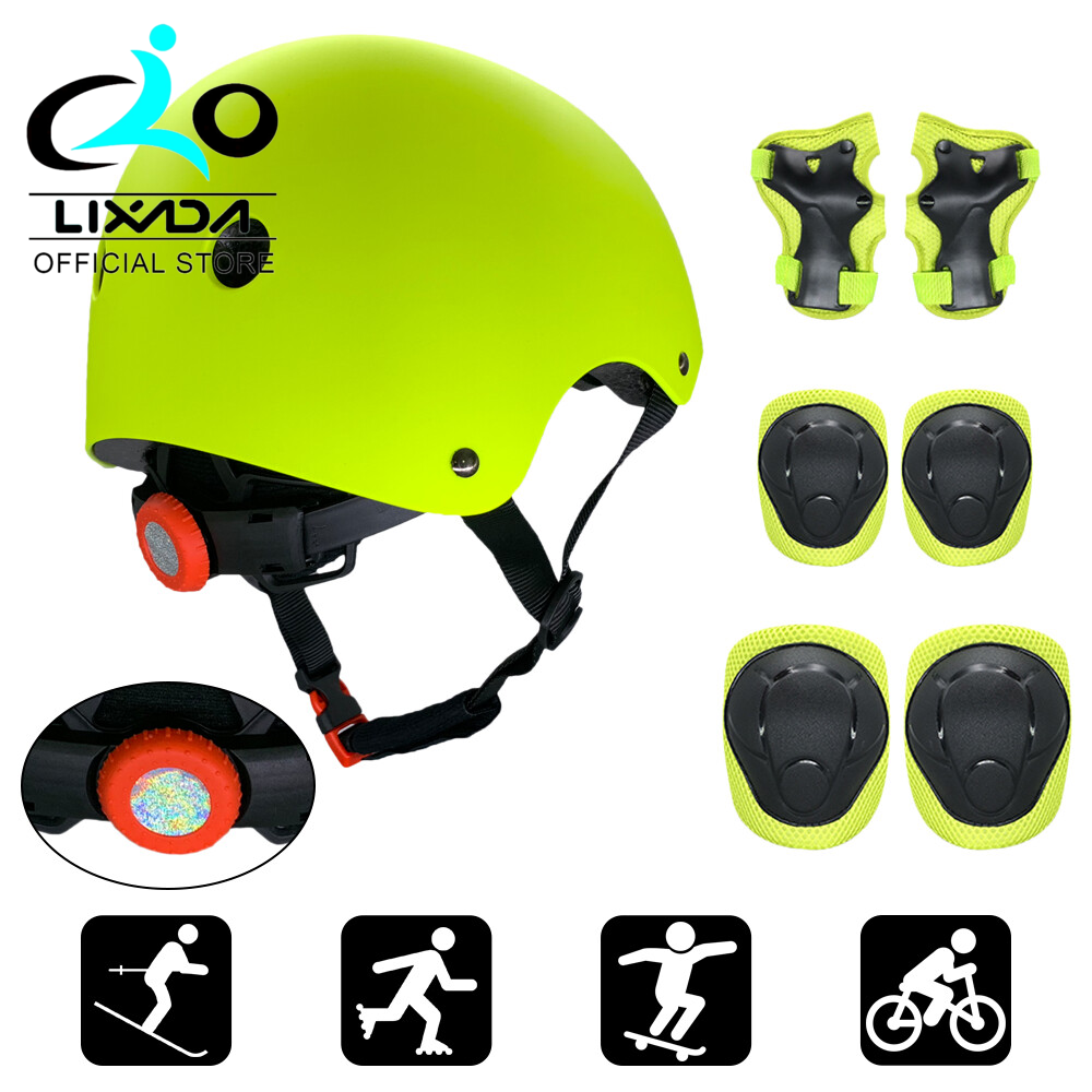 COOLGO Kids Skateboard Helmet Protective Gear Set,7 in 1 Adjustable Knee Elbow Pads Wrist Guards Toddler Protection Safety Scooter Skating Bike 