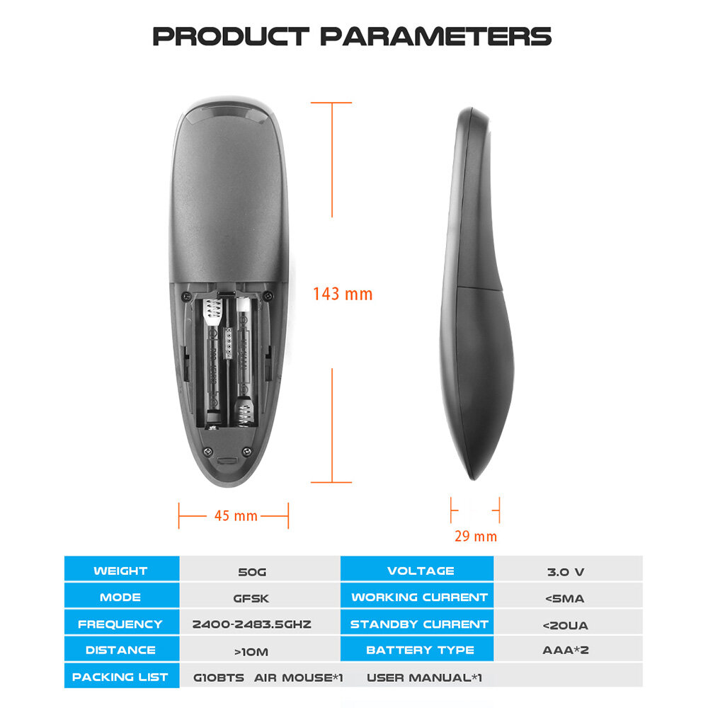 Kebidumei Wireless Air Mouse Smart Controller Voice Remote Control Wireless 2.4G / Bluetooth 5.0 Gyroscope Voice Control Wireless Air Mouse