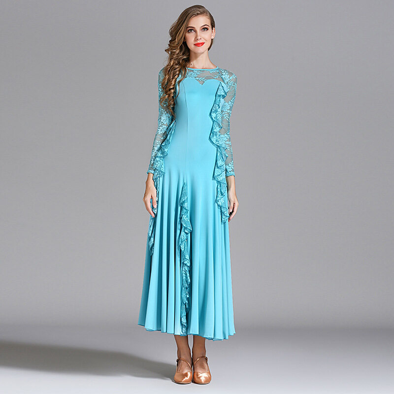 Modern dance dress adult lace longsleeved national standard dance