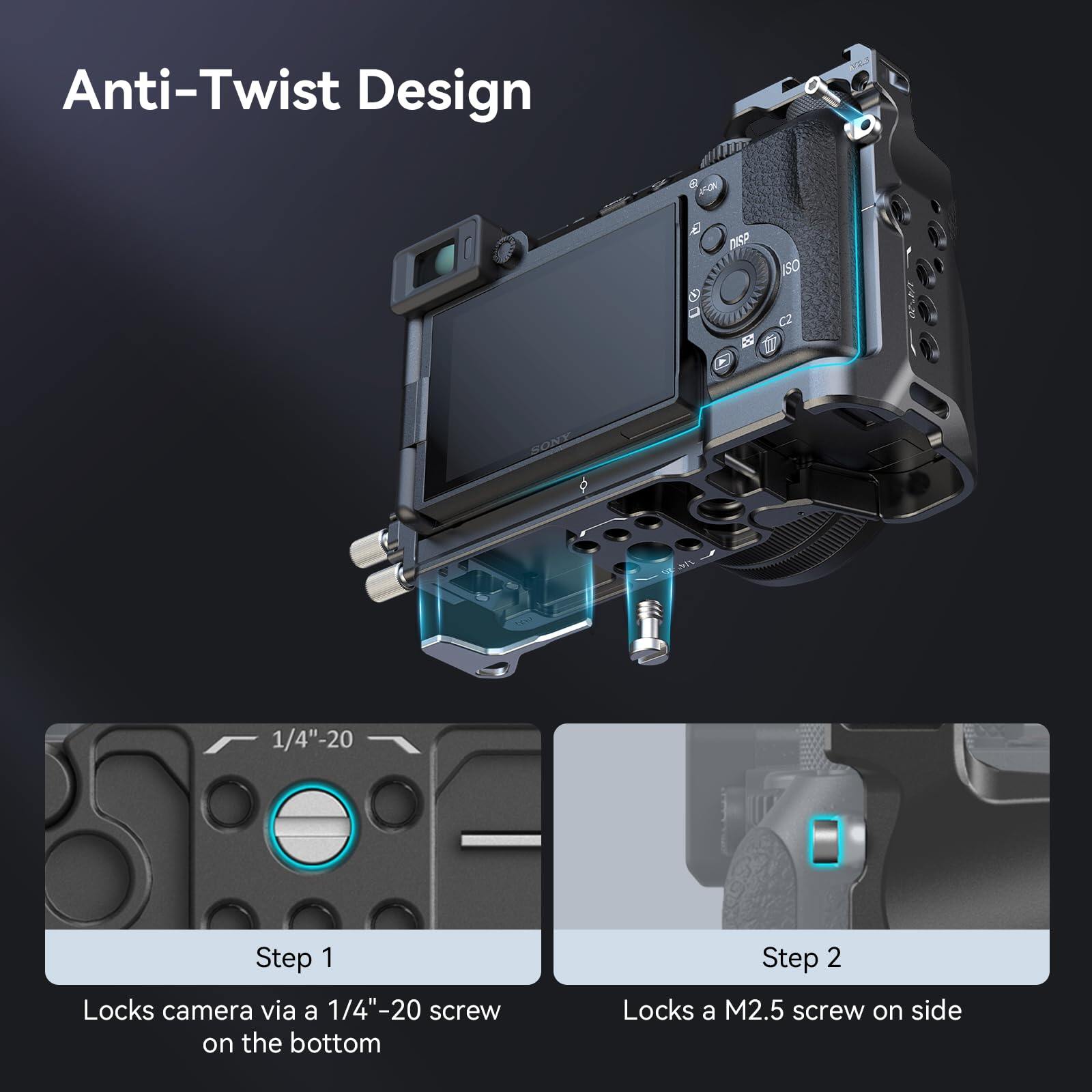 SmallRig Bộ khung A7C II có kẹp cáp HDMI, tấm đáy tháo lắp nhanh Arca Swiss cho Sony A7C II / A7CR 4422