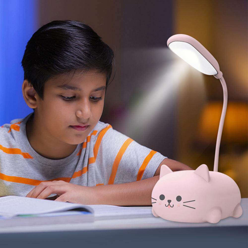【New Arrival】USB Student Learning Light Foldable Cute Cat Portable Lamp Rechargeable 400mAh Adjustable Gooseneck Kids Gifts for Bedroom Office