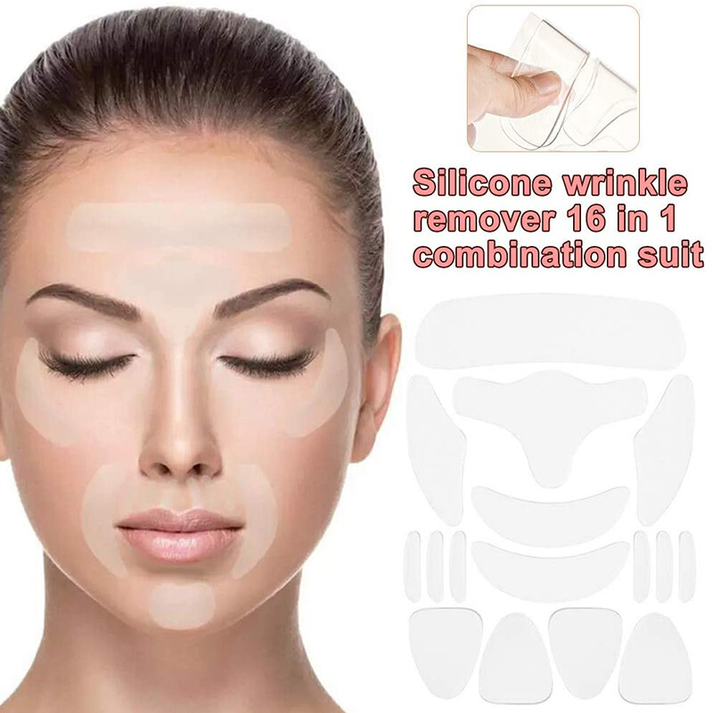 16 cái silicone mặt mắt trán miếng dán chống nếp nhăn bộ nâng nâng tái sử dụng