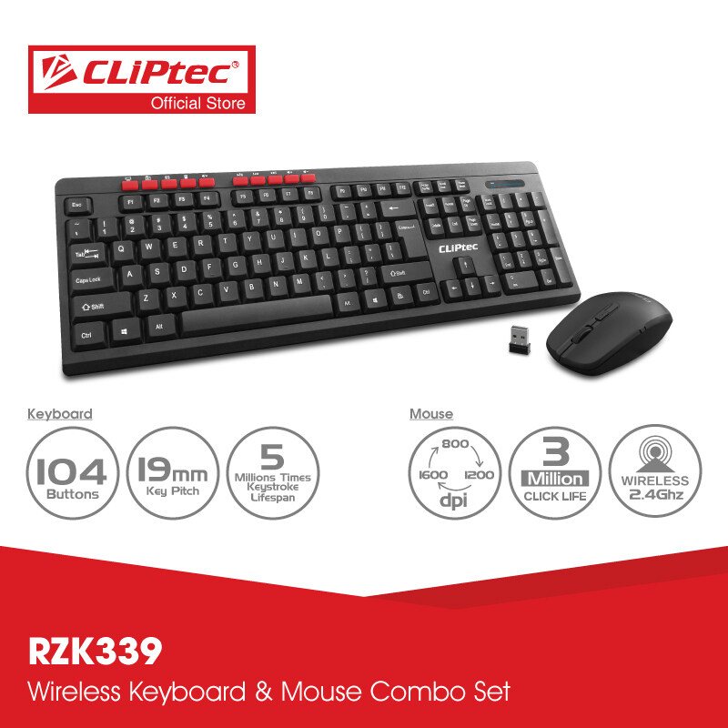 CLiPtec ESSENTIAL AIR Wireless Multimedia Keyboard and Mouse Combo Set RZK339 Malaysia