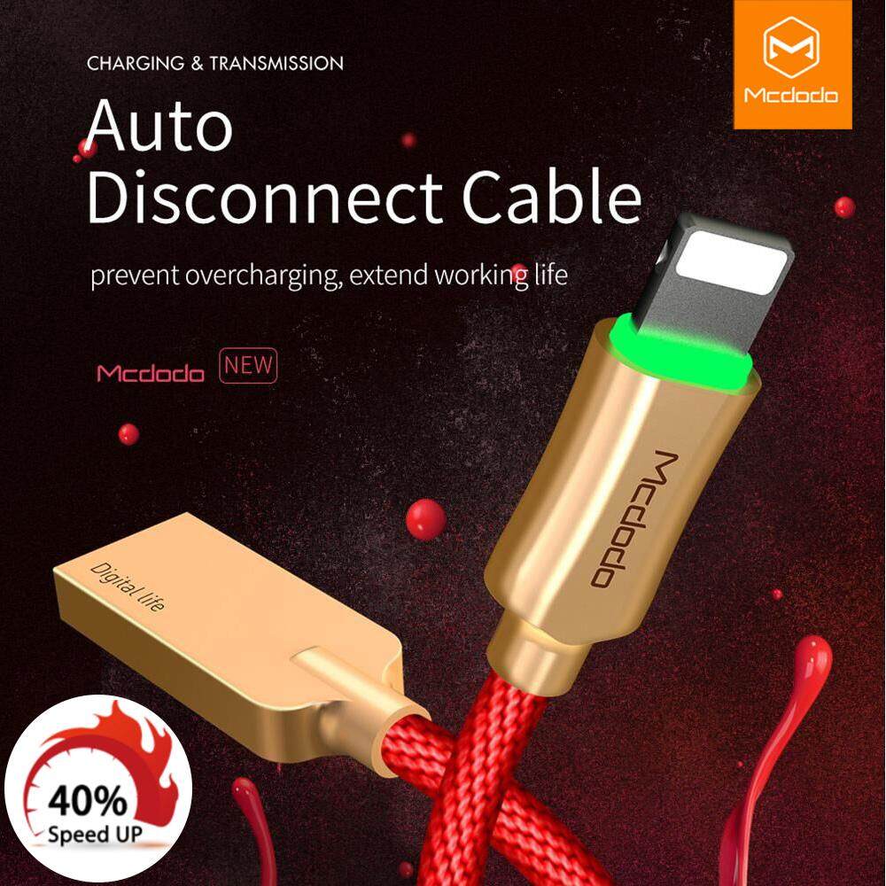 MCDODO Kabel USB Lightning Terputus Otomatis Kabel Data untuk iPhone Apple XS Max XR X 8 7 6 S 6 Plus 5 Kabel Cepat Kabel Pengisi Daya telepon Seluler Kabel Pengisi Daya USB Kabel Data