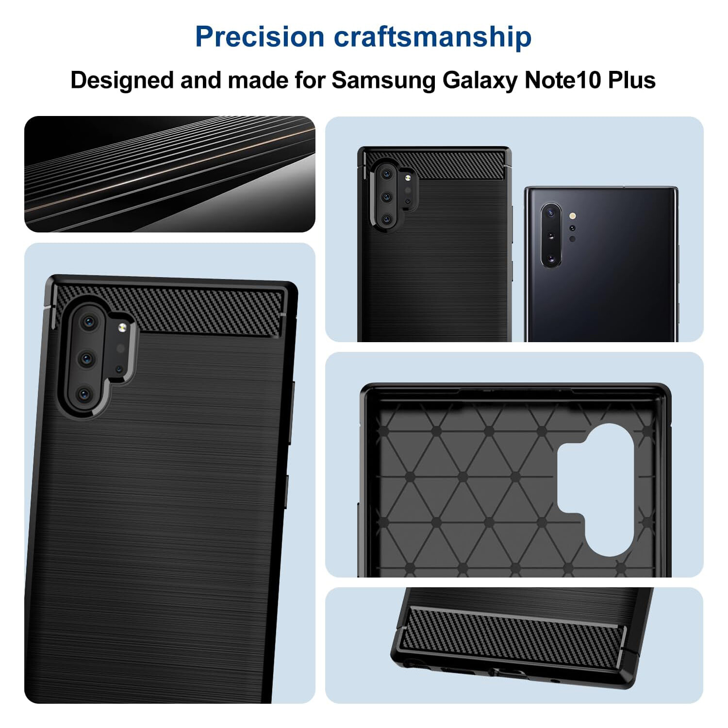 Shockproof Silicone Case for Samsung Note 10 Plus Galaxy Note 10+ Carbon Fiber Cases for galaxy Note 10 Pro Brushed Texture Phone Cover