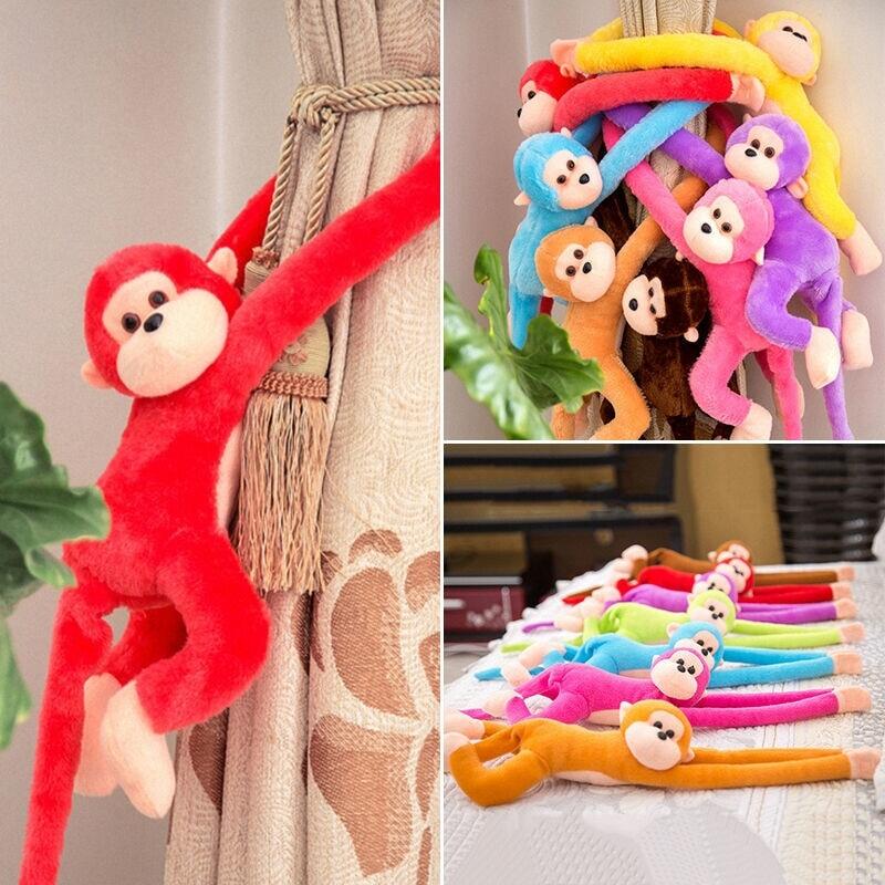 Kawaii Long-Armed Monkey Plush Toy Shaped Long Arm Tail Soft Stuffed Doll Curtain Pendant Home Decor Birthday Gift For Kids