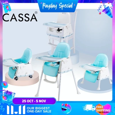 Cassa Children 3in1 Multipurpose Portable Dining Adjustable Pu Leather Cushion Baby Chair ( Free Wheel Rollers )