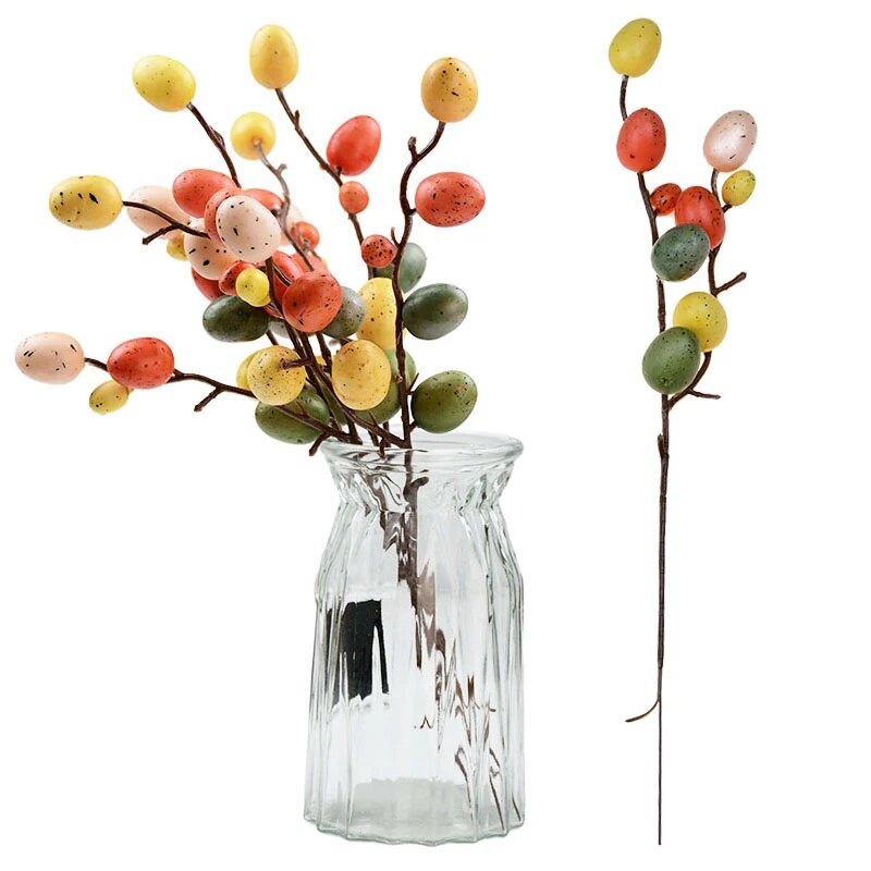 1 Branch Foam Fake Easter Egg Tree Branch Flower / Easter Decorations / Realistic Egg Tree Ornaments Kids DIY Crafts