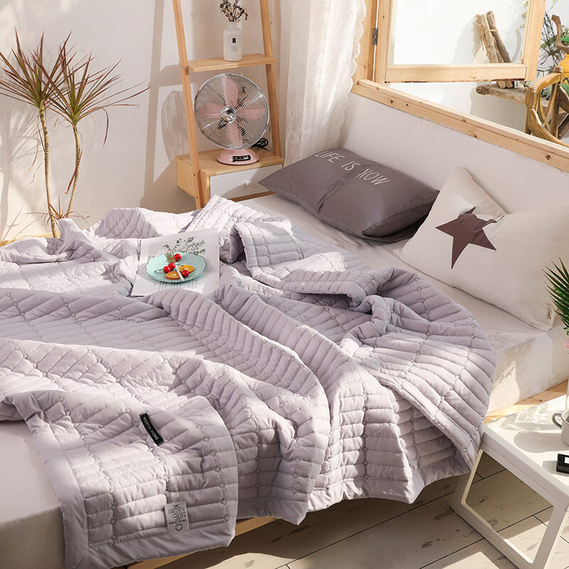 Macaron Solid Color Bedspread Soft Summer Comforter Quilts Washable Bed Quilt Air Conditioned Quilt Duvet Adults Summer Quilt