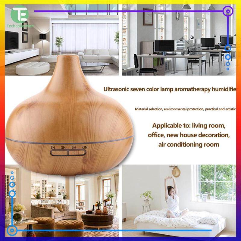【Techcollection】7 Color LED Wood Grain Ultrasonic Air Humidifier Aroma Essential Oil Diffuser Singapore