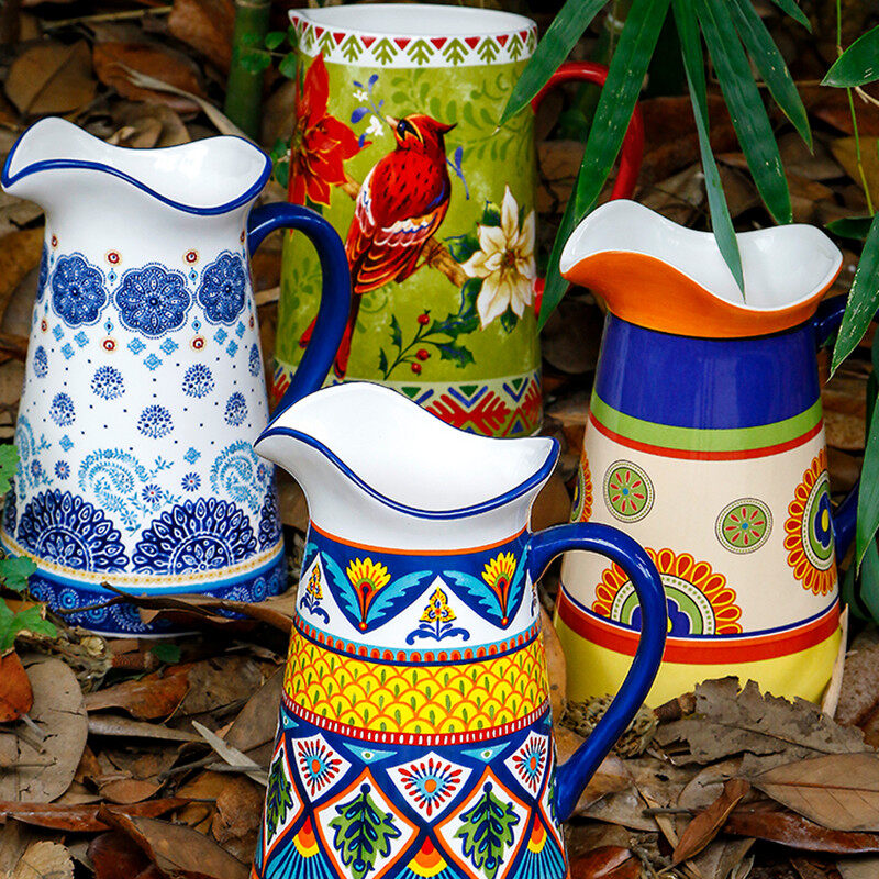 OMK American Style Underglaze Ceramic Cold Water Jug Large Water Pitcher Sealed Vase