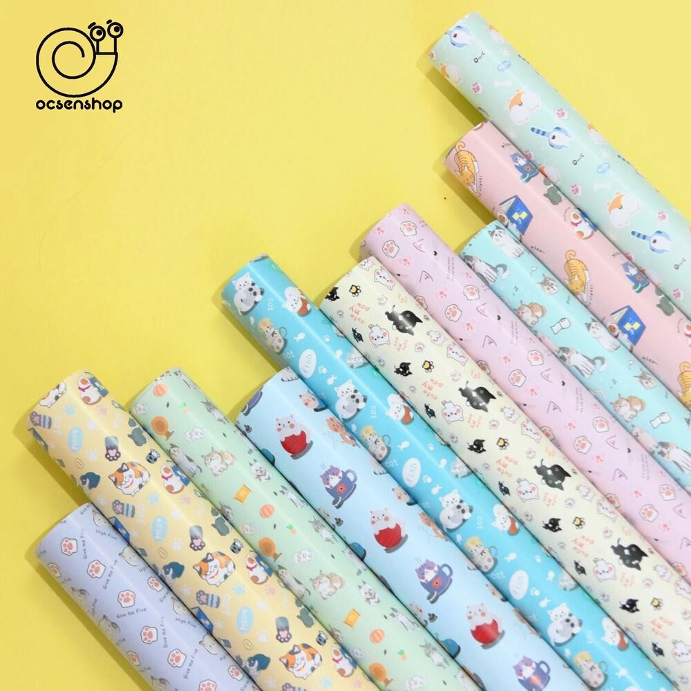 Giấy gói quà in tym dễ thương xấp 50 tờ 50 x 70cm kèm 20 nơ