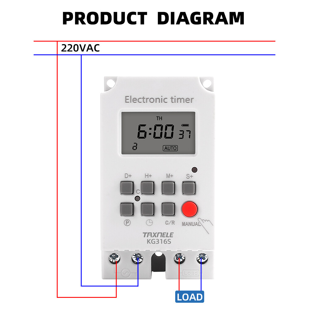 KG316S Intelligent Microcomputer Programmable Digital Electric Timer Switch Relay Controller 25A 220V 7 Days Weekly