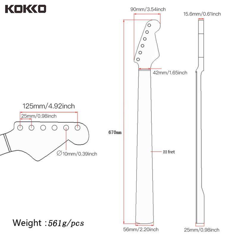 KOKKO Bàn Phím Đàn Guitar 22 Phím Đàn Cổ Ghi Ta ST