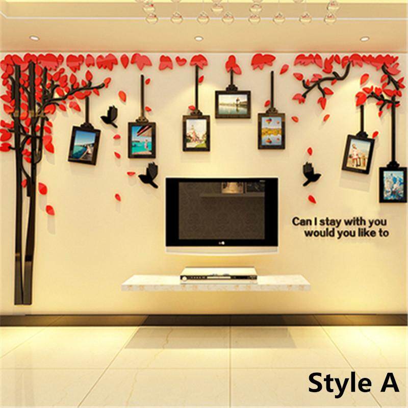 Ảnh Treo Tường Acrylic 3D Stereo Dán Tường TIVI Phòng Khách Nhà Trang Trí Khung Ảnh Treo Tường Cây Miếng Dán