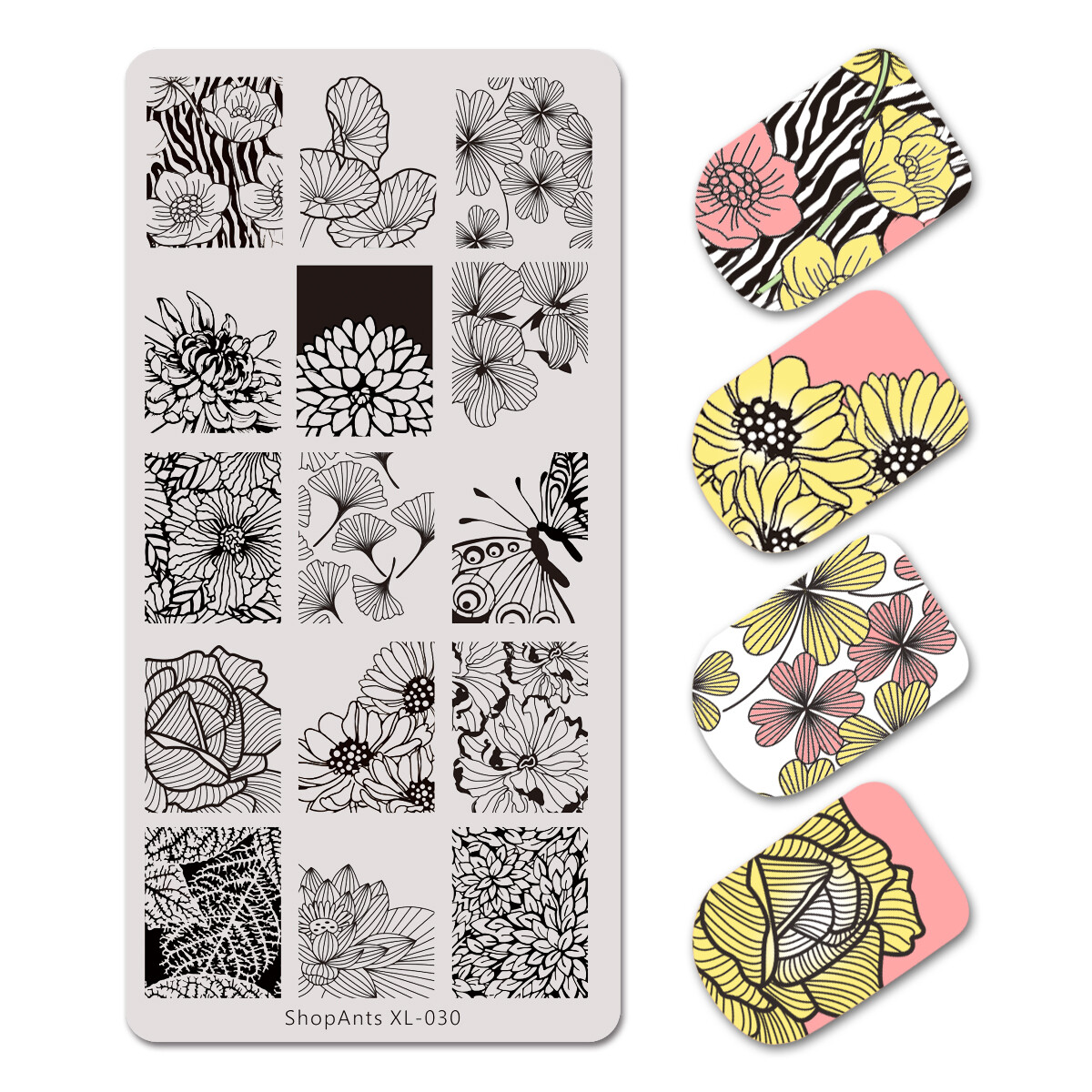 BEAUTYBIGBANG 6*12cm Christmas Nail Stamping Plates Flower Geometry Image Stainless Steel Rectangle Nail Art Stamp Template Stencil