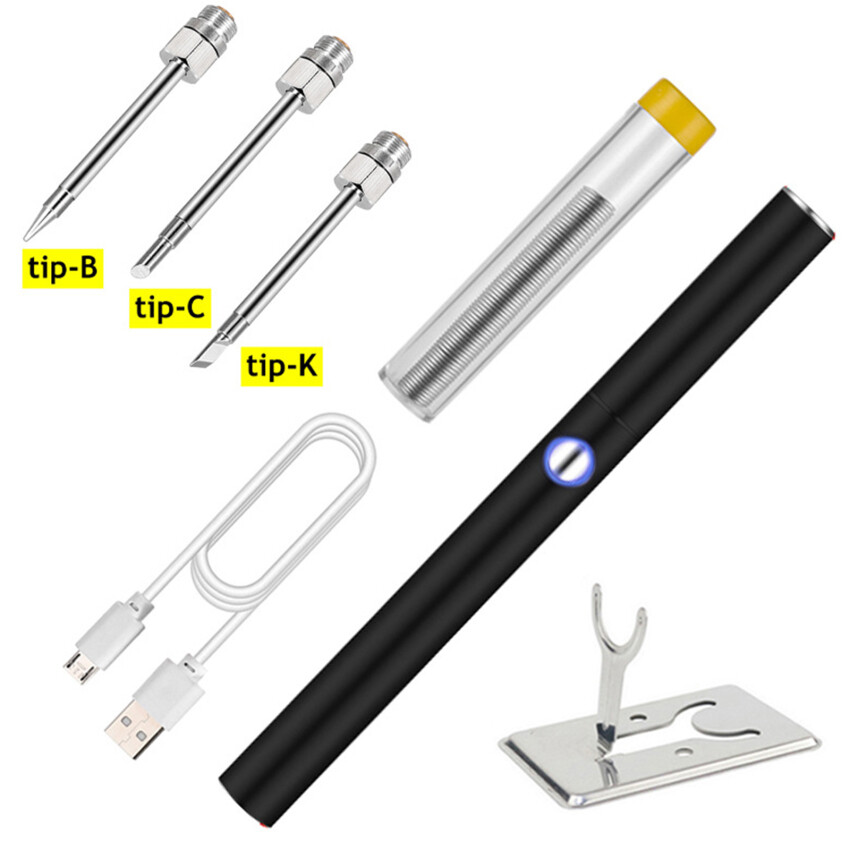 Three Types Of Soldering Iron Heads USB Wireless Charging Electric Soldering Iron Tin Portable Solder Iron USB Fast Charging Microelectronic Repair Welding Tool Kit
