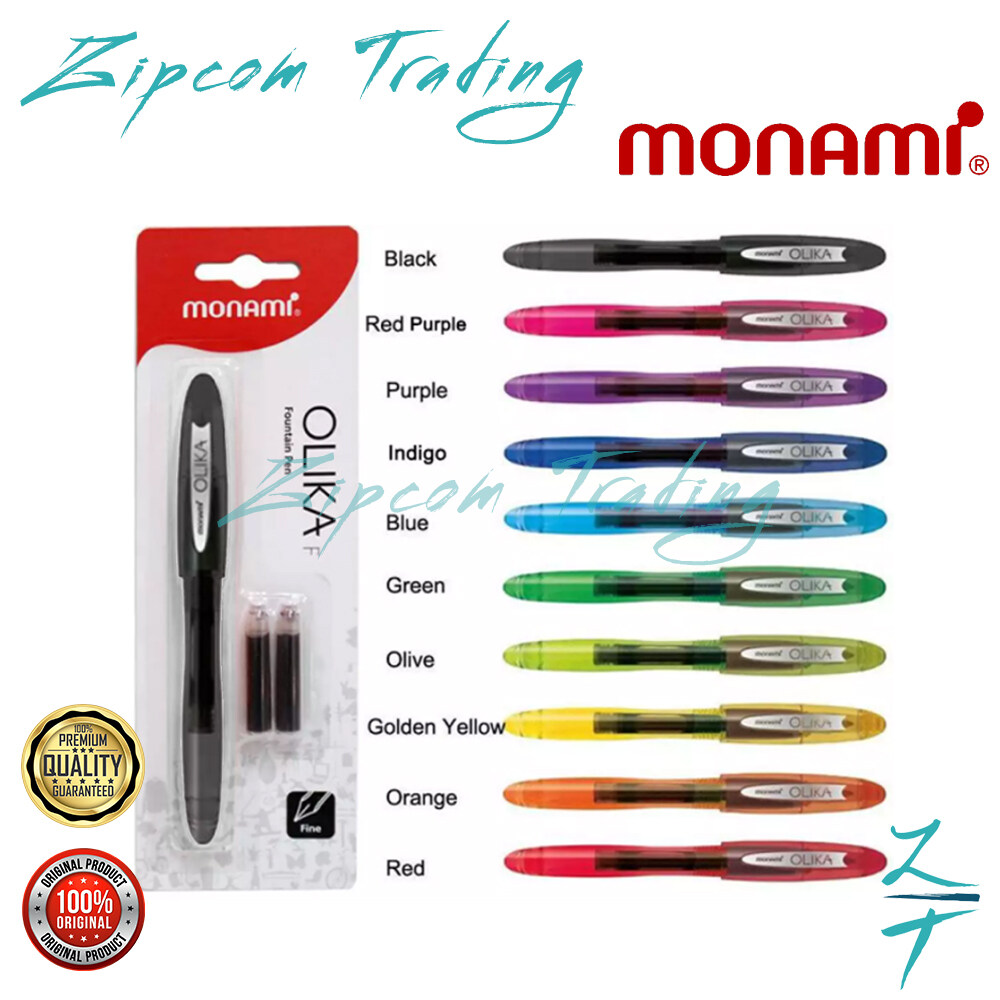 MONAMI OLIKA Fine Fountain Pen & 2 Refill Ink Lazada