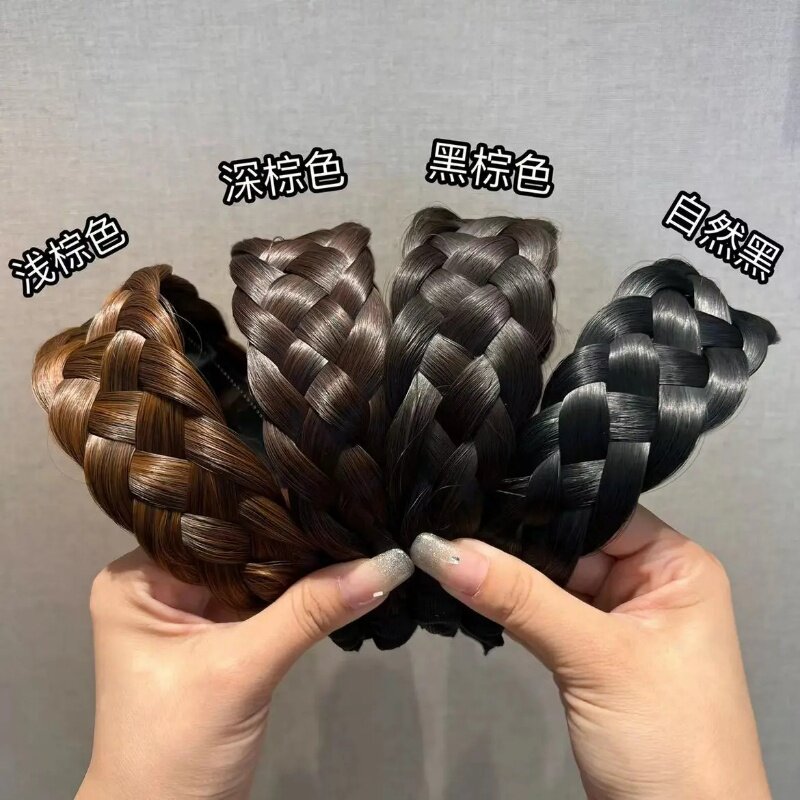 Tóc Giả Rộng Vành Mới Băng Đô Tết Tóc Giả Bện Xương Cá Băng Đô Bện Rộng Băng Đô Bện Rộng Dày Tóc Giả