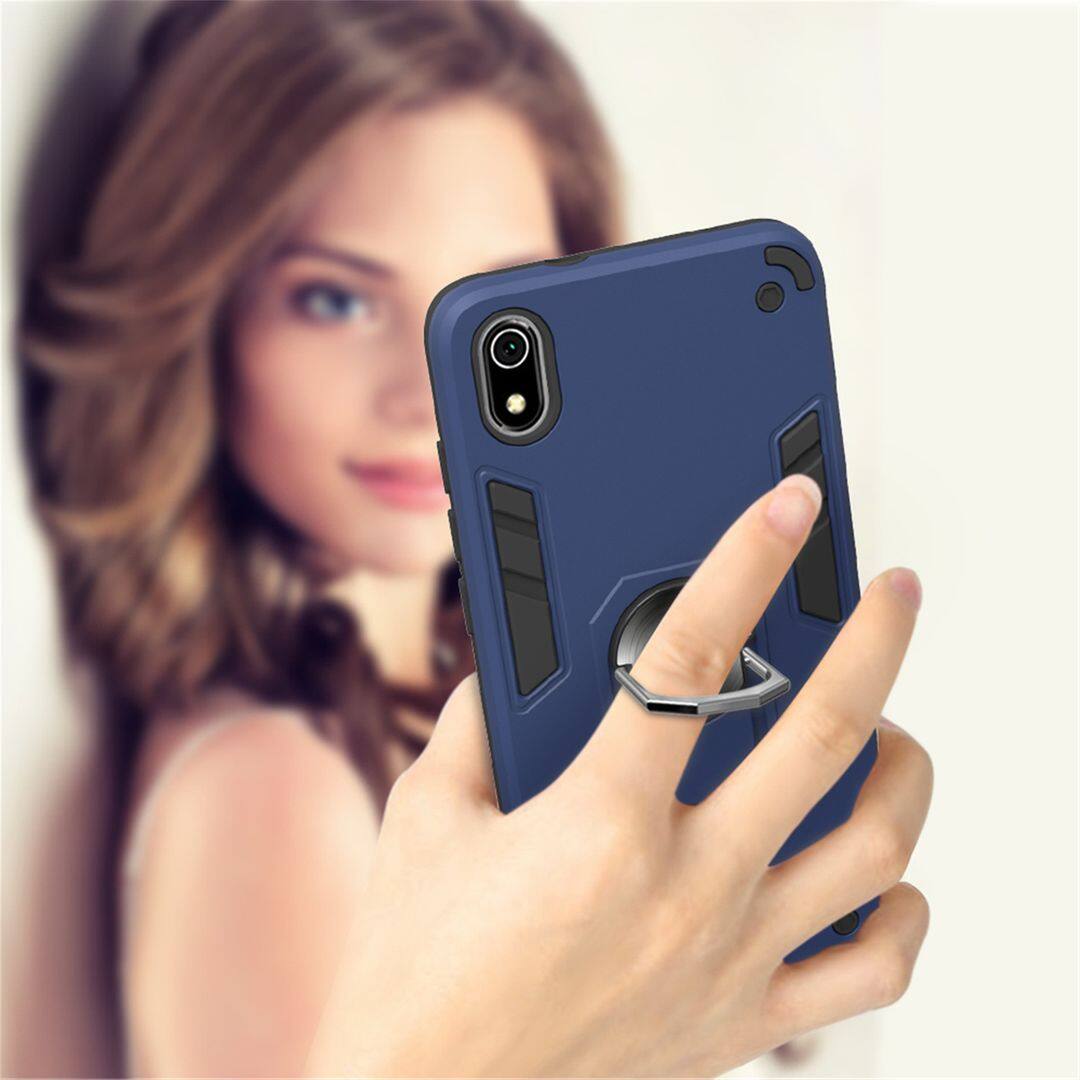 For LG G8X ThinQ (6.4 ) Case, 2in1 Soft Silicone TPU and Hard PC Shockproof Rotating Ring Bracket Support Stand Back Cover Phone Casing