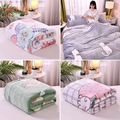 Cartoon Coral Fleece Blanket Super Soft Quilt Blanket Single/Queen/King Flannel Solid Blanket