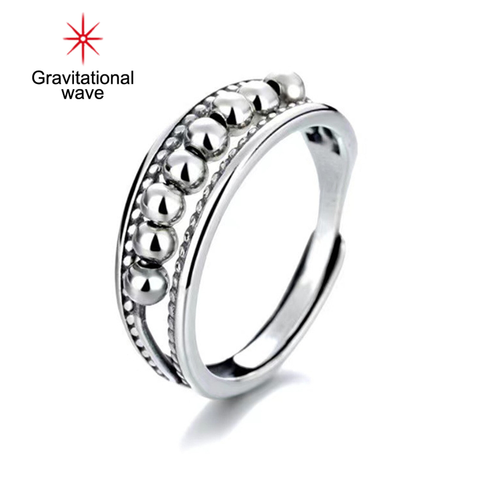 Gravitational wave Vintage Ring Triple Cross Adjustable Opening Ring with Geometric Design And Swivel Beads Fashionable And Durable