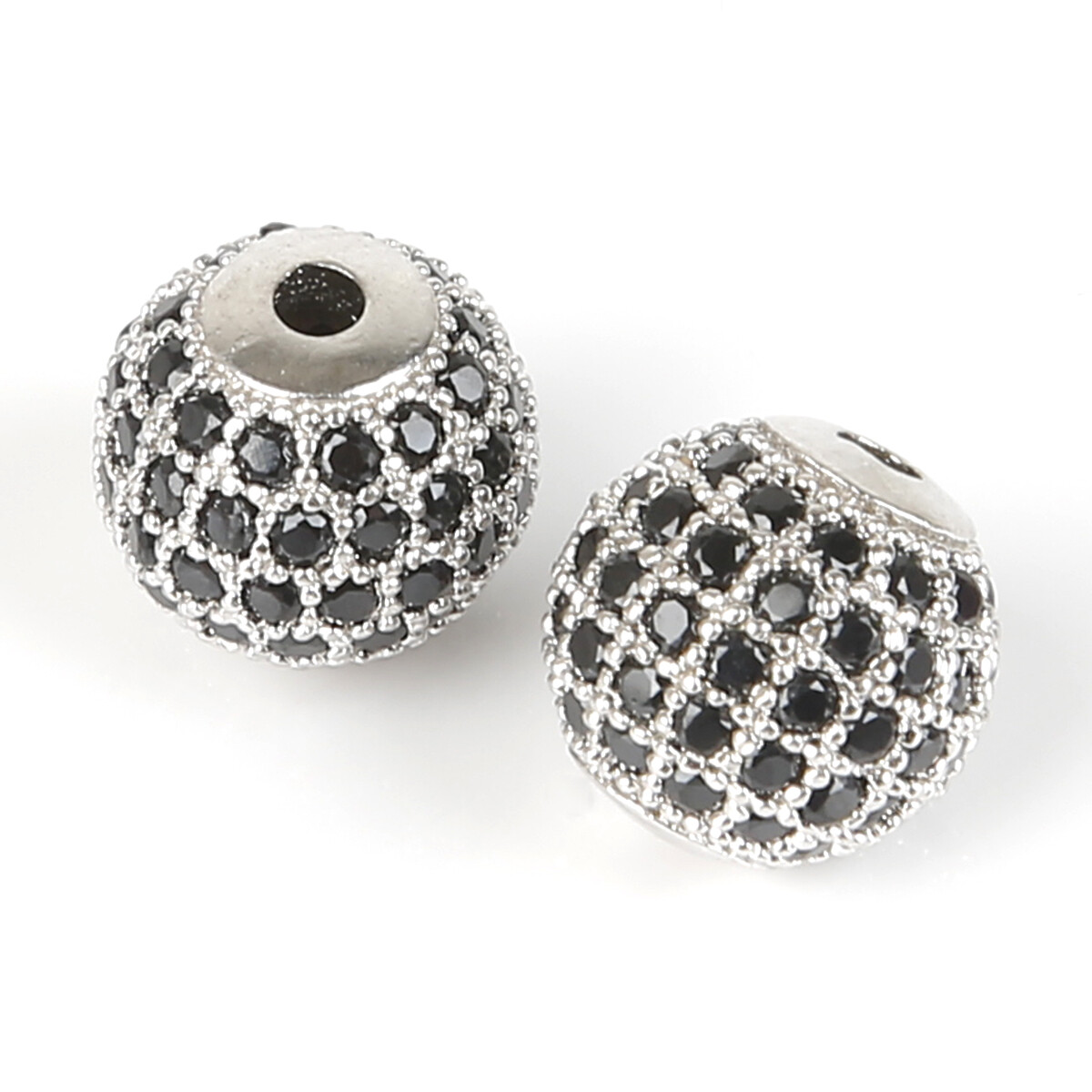 2pcs 10mm Round Ball Beads Copper Crystal Micro Pave Cubic Zirconia Spacer Bead Charms For Jewelry Making Bracelets DIY Bracelet