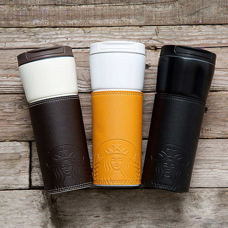 Starbuck Cup 2021 Selects Car Mounted Stainless Steel Thermos Cup with Leather Cup Cover, Accompanying Coffee Cup and Water Cup