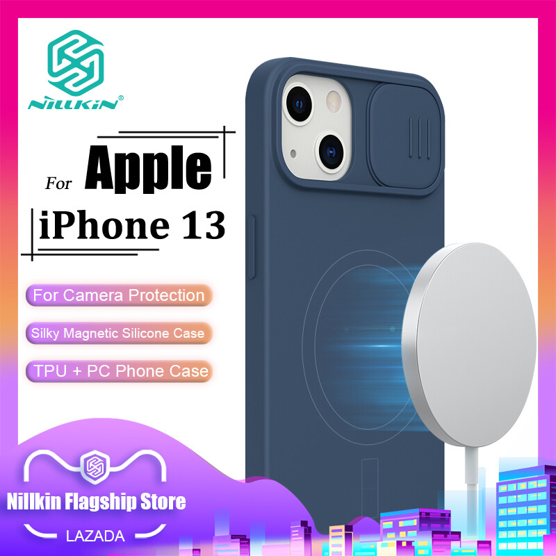 Nillkin CamShield Silicone Magnetic Case for iPhone 13 Phone Cases Silky Soft Silicone Slide Camera Protection MagSafe Back Cover