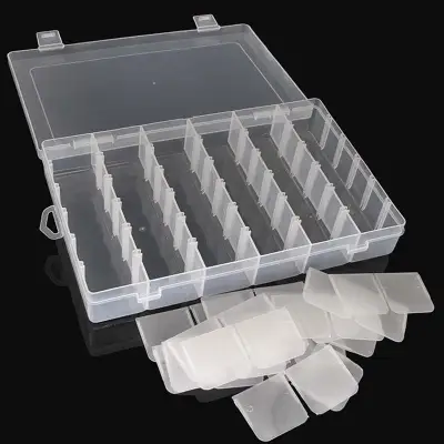 Transparent plastic parts box Multi-grid storage box Plastic compartment jewelry storage box Adjustable detachable storage box 36 grid 27cmX17cm
