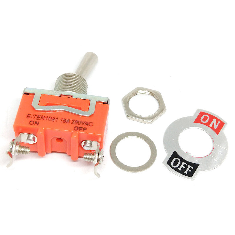 1Pcs AC 250V 15A 2 Pin DPDT On/Off 2 Position Mini Toggle Switch E-TEN1021 Orange