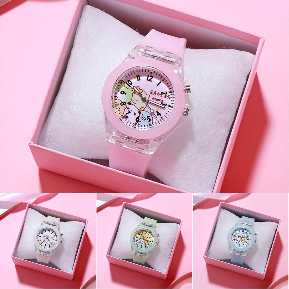 Kingstar123 Boys Girls F rozen Children's Watch Luminous Silicone Cute Cartoon Clock H ello K itty