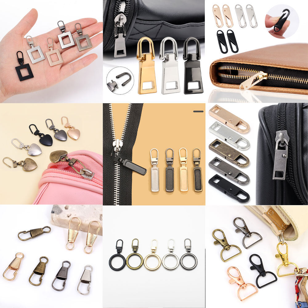 5Pcs Khóa Kéo Kim Loại Kéo Thay Thế Có Thể Tháo Rời Dây Kéo Thanh Trượt Kéo Tab Bộ Đồ Nghề Điện Cho Quần Áo Áo Khoác Tự Làm Thủ Công MaY Đầu Zip