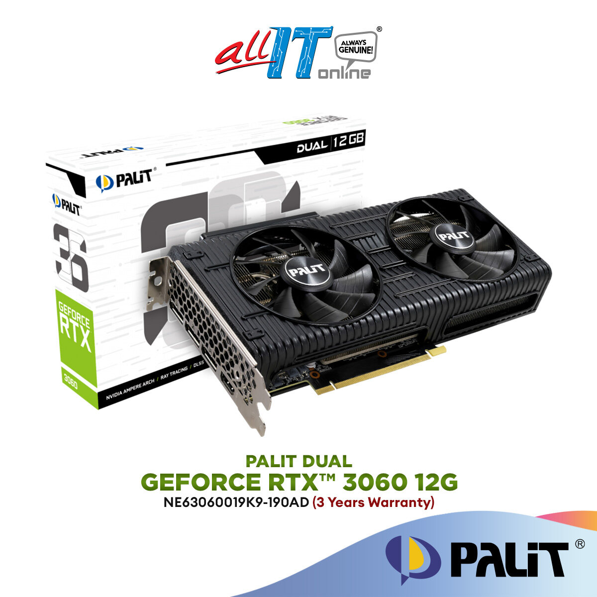 Palit GeForce RTX3060 Dual V2 12GB GDDR6 (NE63060019K9-190AD