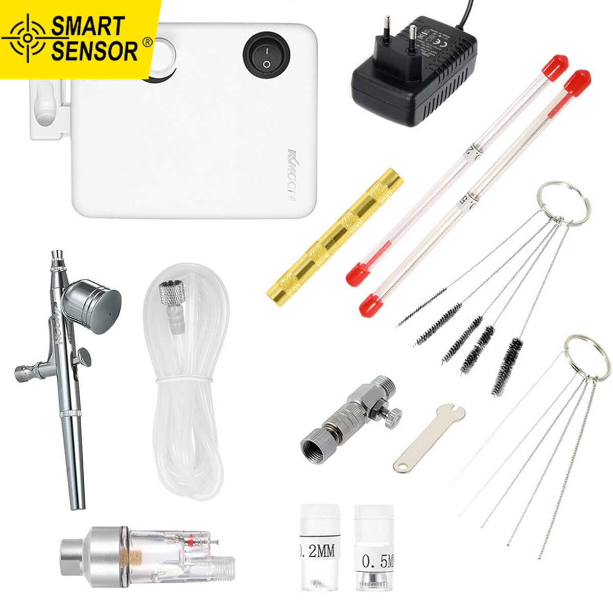 Smart Sensor Multi-purpose Dual Action Airbrush Mini Air Compressor Set Gravity Feed Air Brush Kit for Art Painting Tattoo Manicure Craft Cake Spray Model Air Brush Nail Tool Set 100-250V