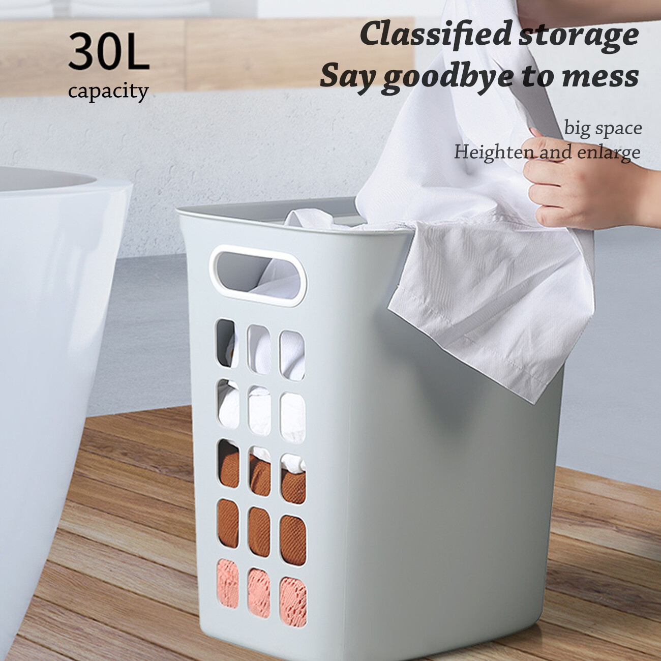 Homenhome Wall-Mounted PP Large Capacity Laundry Basket with Handle