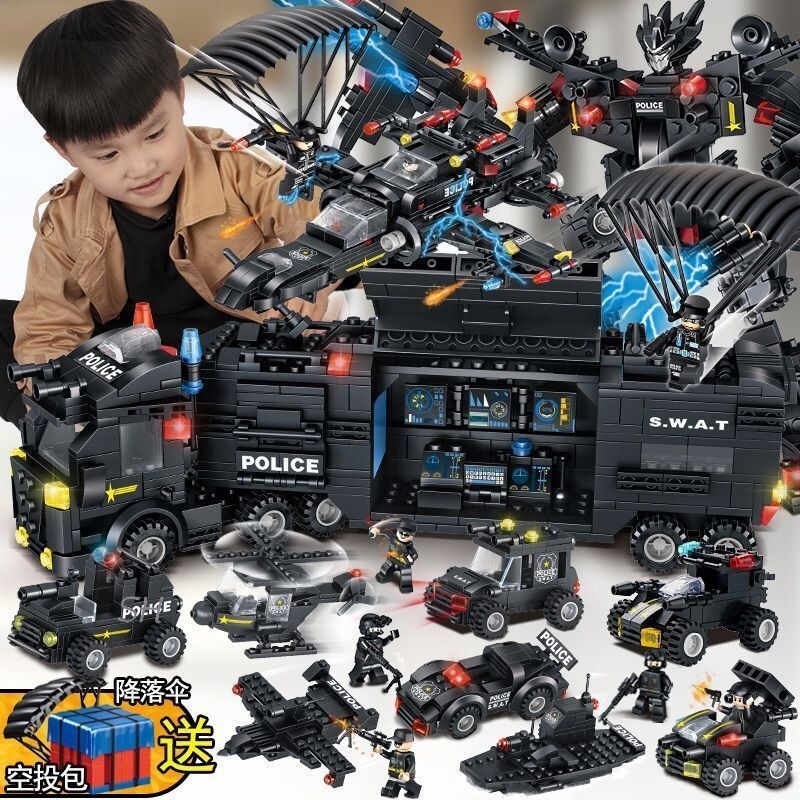 Compatible with lego phantom ninja blocks puzzle toys gift city military assembled boys special police cars