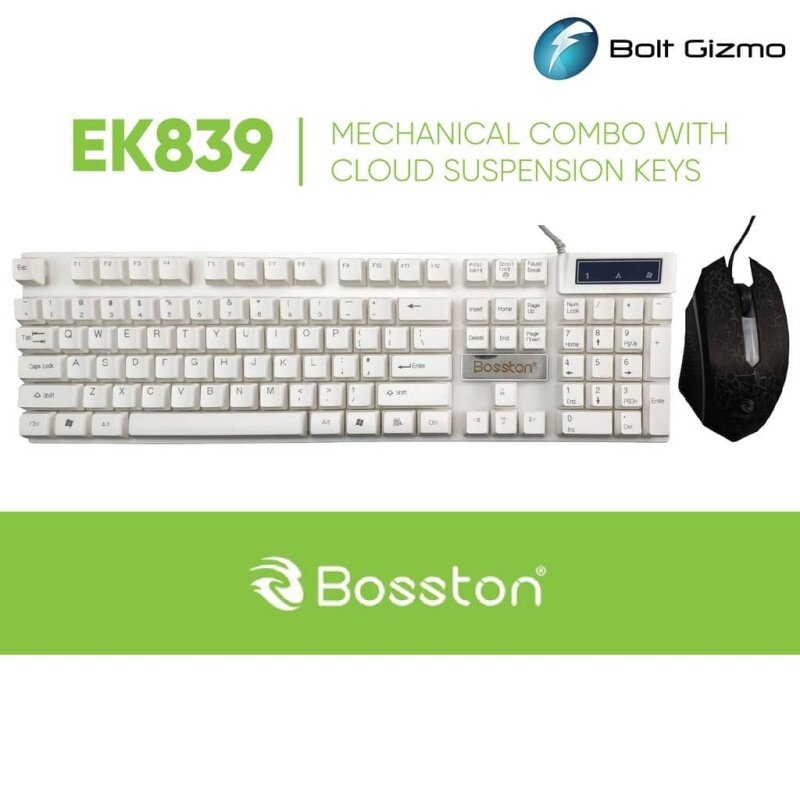BOSSTON EK839 MECHANICAL COMBO WITH CLOUD SUSPENSION KEYS WIRED GAMING KEYBOARD BACKLIGHT Malaysia