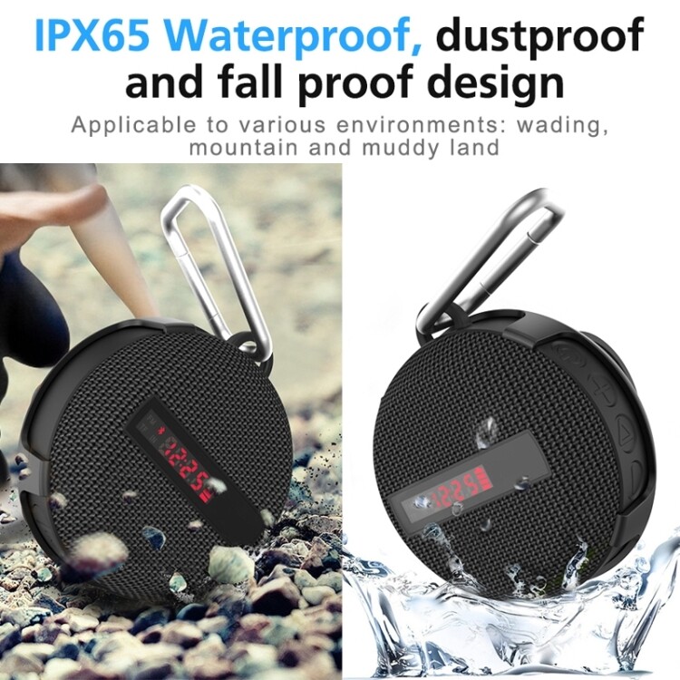BT368 LED Digital Display Outdoor Portable IPX65 Waterproof Bluetooth Speaker