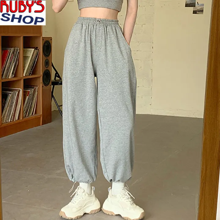 grey high waisted sweatpants